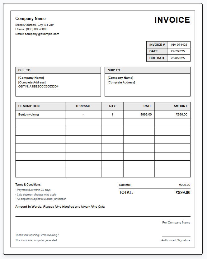 Sample Invoice